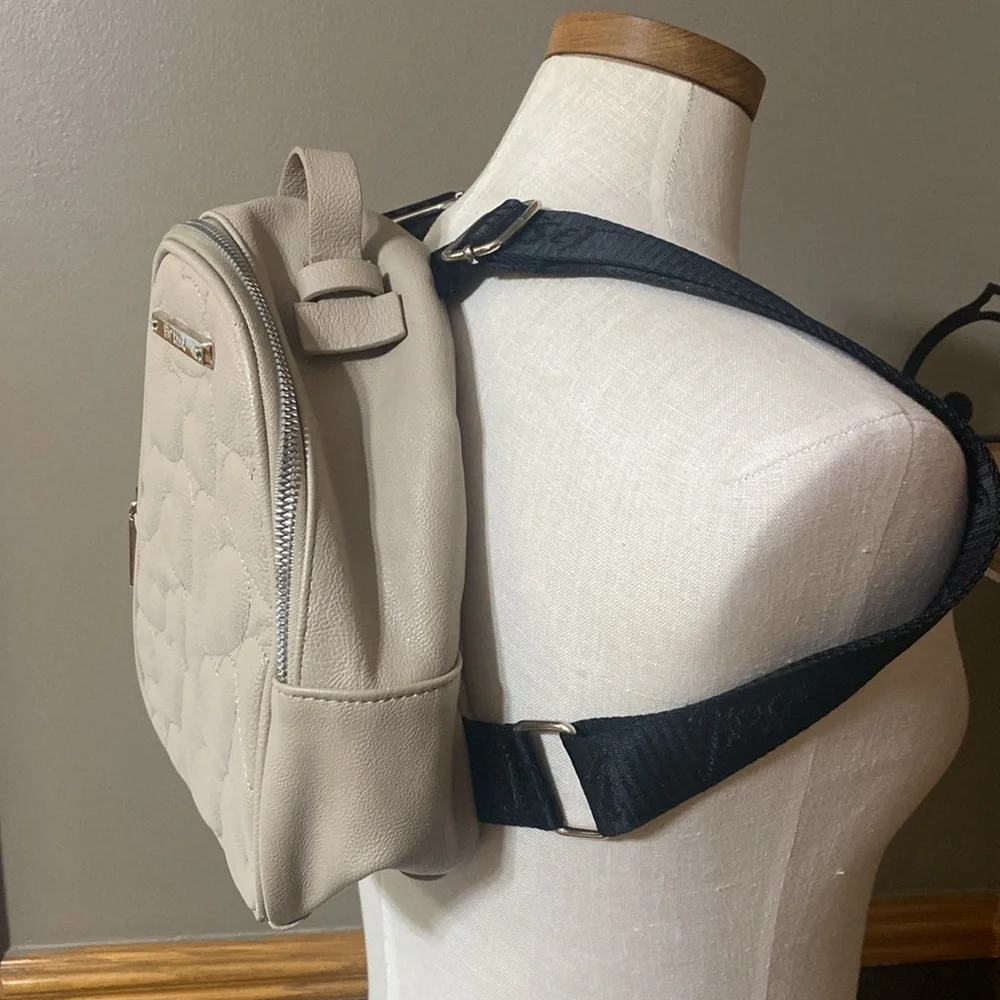 Betsey Johnson Taupe Mini Backpack with Floral Interior
